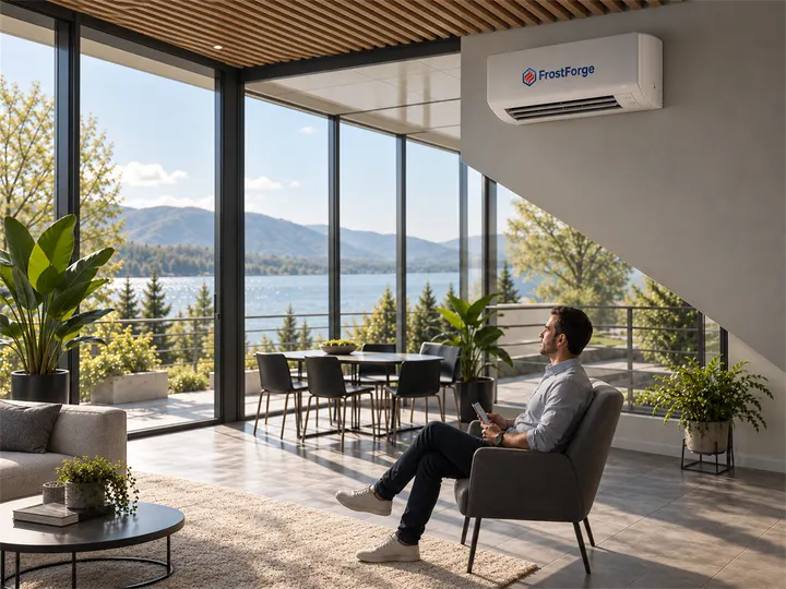 Concept illustration of a cooled building
